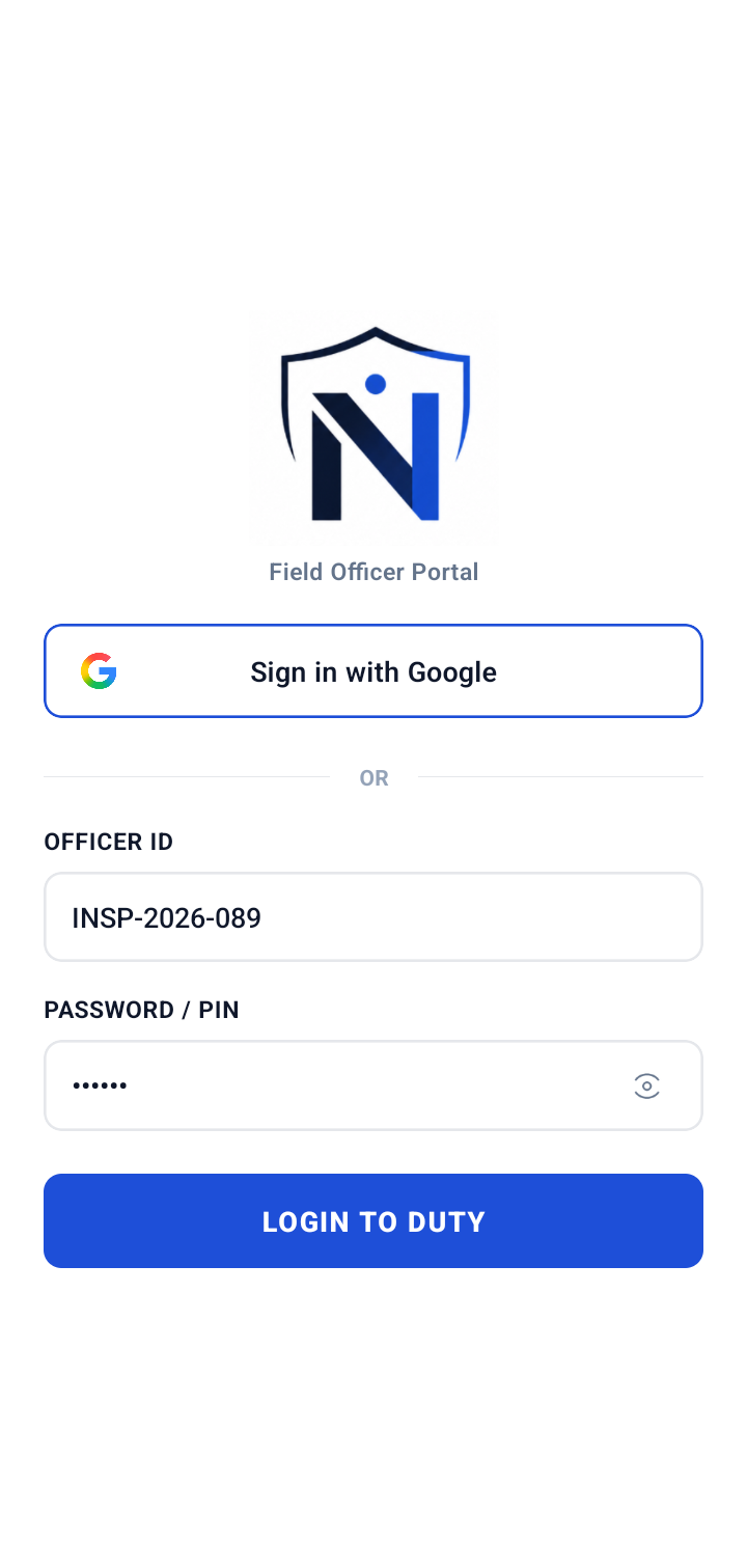 NIRIKSHAN Officer Portal Login Screen